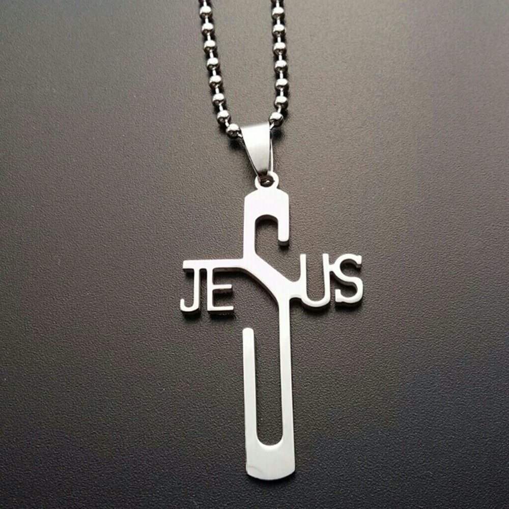 Stainless steel Jesus Cross Pendant Necklace
